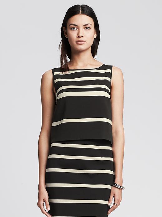 Banana Republic Womens Striped Crop Tank Size L - Black