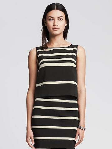 Banana Republic Womens Striped Crop Tank Size L - Black