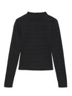 Banana Republic Womens Ribbed Crop Mock-neck T-shirt Black Size S