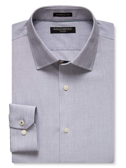 Banana Republic Mens Camden Fit Gray Textured Non Iron Shirt Size L - Dark Gray