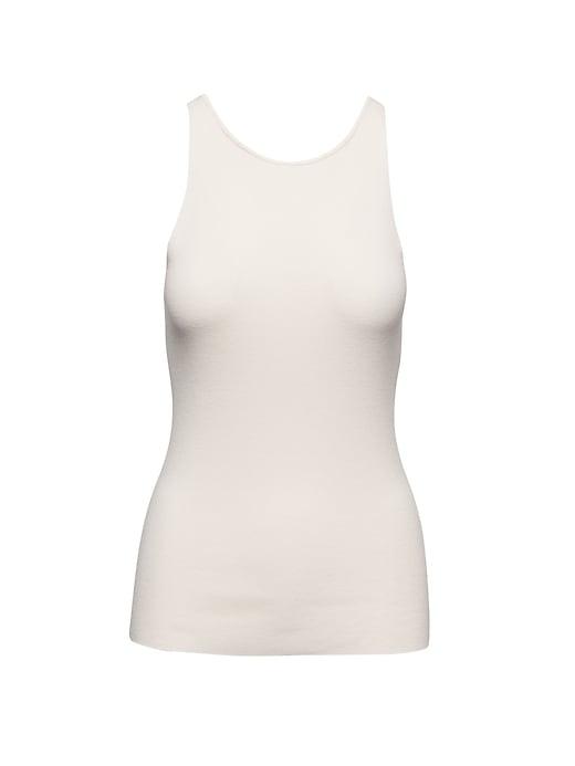 Banana Republic Womens Petite Ribbed V-back Sweater Tank Ivory Size M