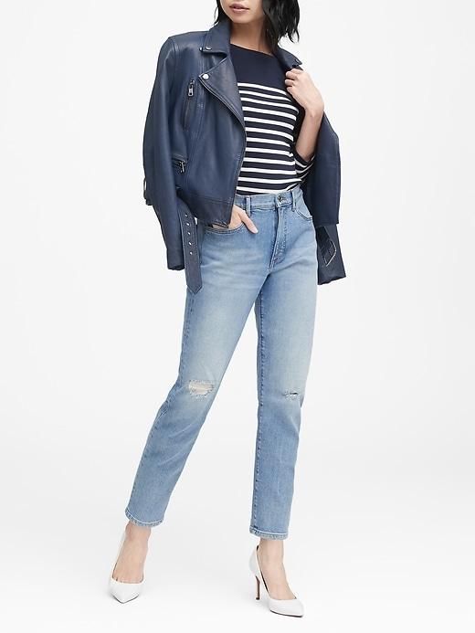 Banana Republic High-rise Straight-fit Ripped Ankle Jean
