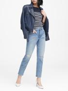 Banana Republic High-rise Straight-fit Ripped Ankle Jean