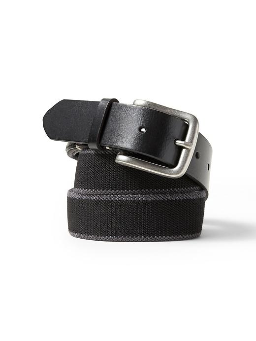 Banana Republic Mens Stretch-web Buckle Belt Black & Gray Size 44