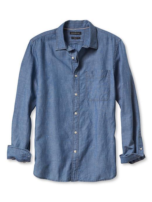 Banana Republic Mens Camden Fit Chambray Shirt Size L Tall - Indigo