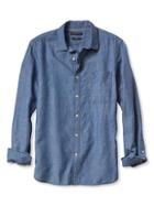 Banana Republic Mens Camden Fit Chambray Shirt Size L Tall - Indigo