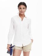Banana Republic Womens Riley Fit Seersucker Shirt Size 0 - Organic Natural