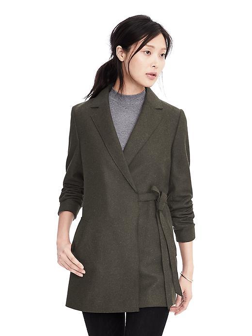 Banana Republic Womens Melton Wool Wrap Jacket - Olive Fall
