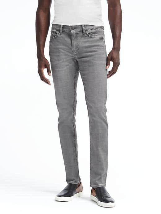 Banana Republic Mens Slim Rapid Movement Gray Wash Jean - Light Gray