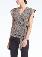 Banana Republic Womens Wrap Top With Ladder Lace - Navy
