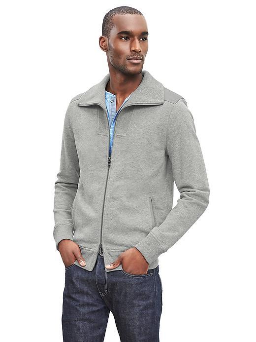 Banana Republic Mens Military Knit Jacket Size L Tall - Light Gray Heather