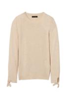 Banana Republic Womens Italian Superloft Bow-cuff Crew Heather Oatmeal Size Xl