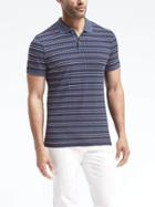 Banana Republic Mens Slim Pique Large Grid Polo - Blue