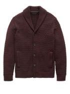 Banana Republic Mens Cotton Cable-knit Shawl-collar Cardigan Sweater Burgundy Red Size M