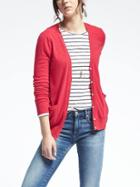 Banana Republic Womens Italian Cashmere Blend Rope Trim Cardigan - Coral Glory