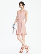 Banana Republic Womens Sleeveless Tie Neck Vee Dress Size L Tall - Coral Peach
