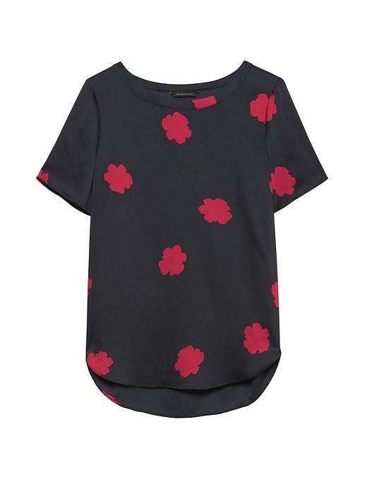 Banana Republic Womens Petite Floral Perfect Tunic Navy Size M