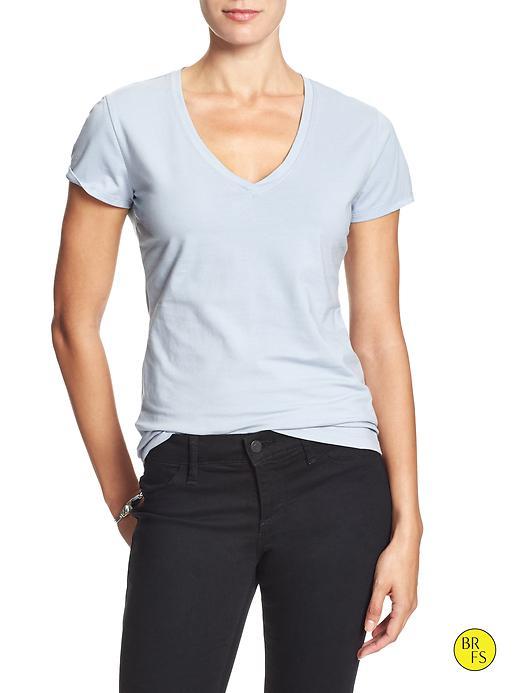 Banana Republic Womens Factory Short Sleeve Vee Size L - Blue Fog
