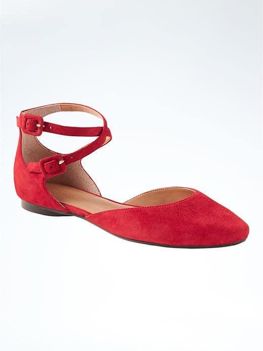 Banana Republic Almond Toe Crisscross Flat - Ruby Suede