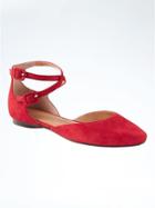Banana Republic Almond Toe Crisscross Flat - Ruby Suede