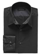 Banana Republic Slim Fit Blue Stretch Poplin Dress Shirt - Black