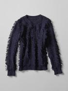 Banana Republic Womens Semi Fitted Fringe Sweatshirt Size Xxs - Navy