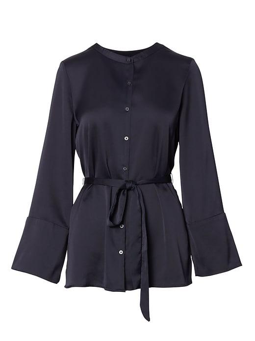 Banana Republic Womens Belted Button-down Shirt Navy Size S