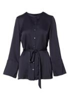 Banana Republic Womens Belted Button-down Shirt Navy Size S