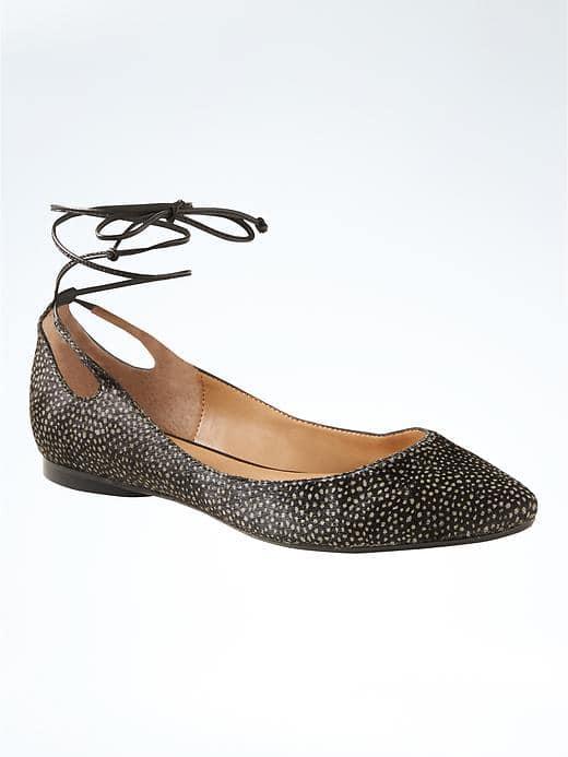 Banana Republic Almond Toe Lace Up Flat - Spotted Haircalf