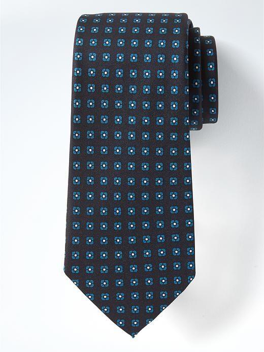 Banana Republic Mens Modern Medallion Silknanotex Tie Aquamarine Size One Size