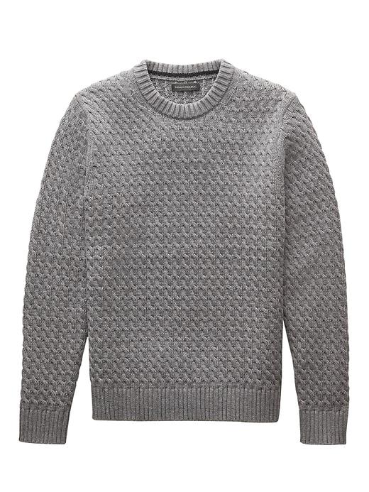 Banana Republic Mens Cotton Cable-knit Sweater Heather Gray Size Xs