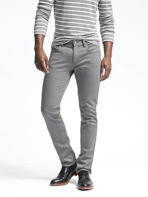 Banana Republic Mens Skinny Traveler Pant - Light Gray