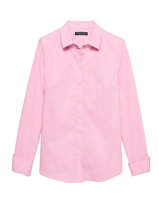 Banana Republic Womens Petite Riley Tailored-fit Super-stretch Shirt Classic Pink Size 4