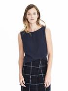 Banana Republic Womens Twisted Knot Top Size L - Preppy Navy