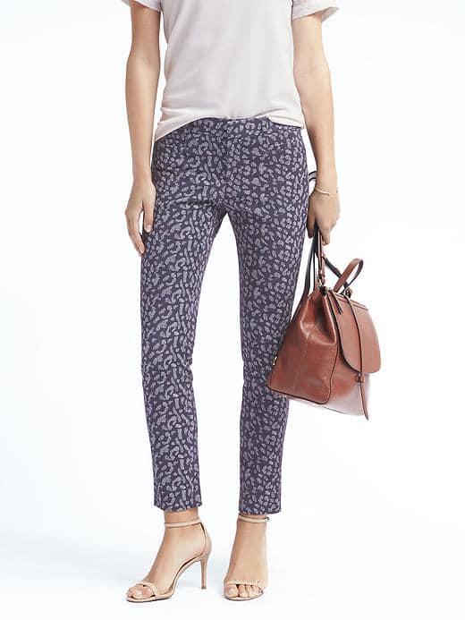Banana Republic Womens Sloan Fit Animal Print Pant - Navy Print