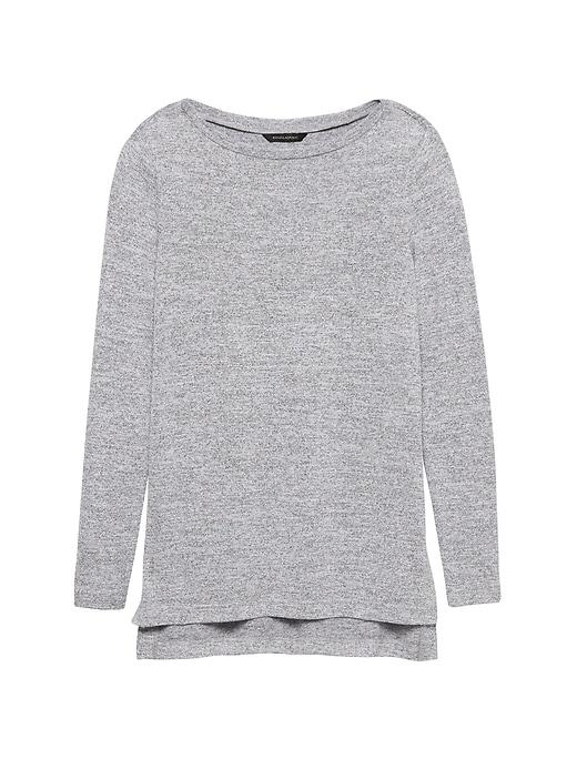 Banana Republic Womens Luxespun Step-hem Tunic T-shirt Heather Charcoal Gray Size M
