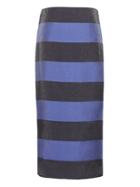 Banana Republic Womens Stripepencil Skirt With Side Slit Blue Stripe Size 0