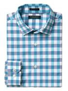 Banana Republic Mens Camden Fit Supima Cotton Gingham Shirt - Blue Tropic