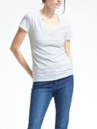 Banana Republic Womens Essential Stretch To Fit Vee Tee - White