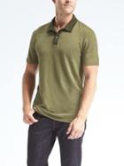 Banana Republic Mens Linen Stretch Polo - Stem Green