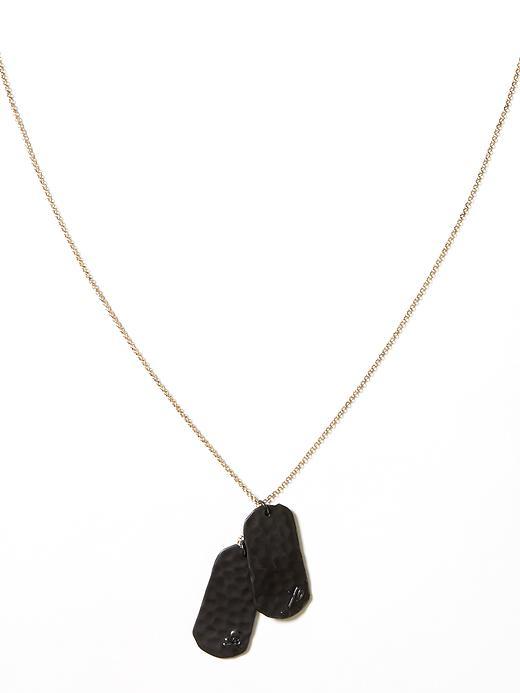 Banana Republic Womens Matte Black Dog Tag Necklace Size One Size - Black