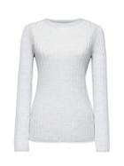 Banana Republic Womens Machine-washable Merino Wool Ribbed Crew-neck Sweater Light Gray Size M