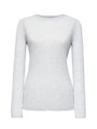 Banana Republic Womens Machine-washable Merino Wool Ribbed Crew-neck Sweater Light Gray Size M