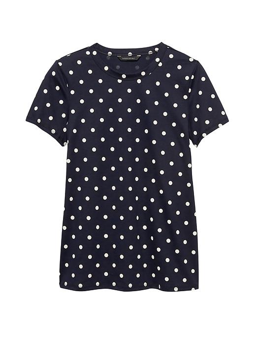 Banana Republic Womens Supima Cotton Polka Dot T-shirt Navy Blue Size Xs