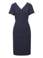 Banana Republic Womens Petite Machine-washable Italian Wool Blend V-back Sheath Dress Navy Size 2