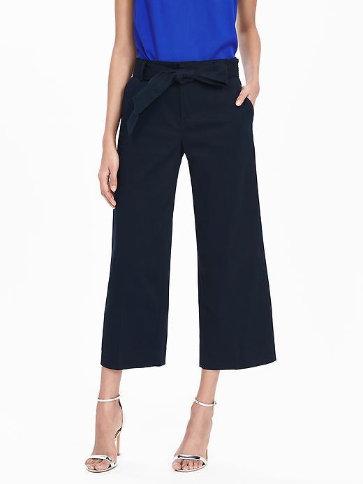 Banana Republic Womens Belted Wide Leg Crop Pant Size 0 Regular - Preppy Navy