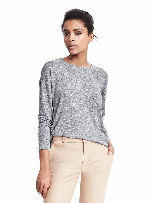 Banana Republic Womens Long Sleeve Cozy Top Size M - Light Oatmeal Heather