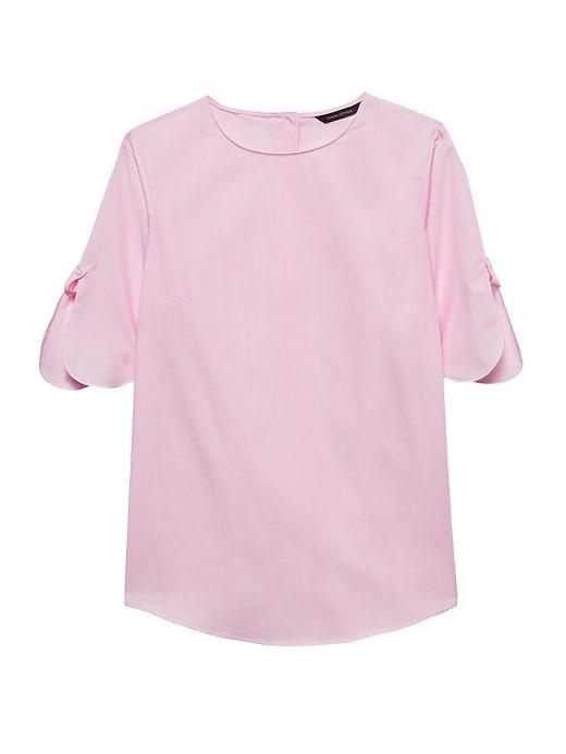 Banana Republic Womens Petite Stripe Tie-sleeve Top Pink Gingham Size Xxs