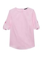 Banana Republic Womens Petite Stripe Tie-sleeve Top Pink Gingham Size Xxs