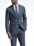 Banana Republic Slim Navy Houndstooth Linen Suit Jacket - Navy